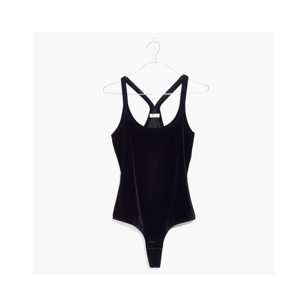 Madewell Black Velvet‎ Racerback Bodysuit Women's Size S